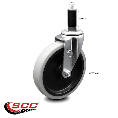 Service Caster 5 Inch Thermoplastic Rubber Wheel 1-1/8 Inch Expanding Stem Caster SCC SCC-EX05S510-TPRS-118